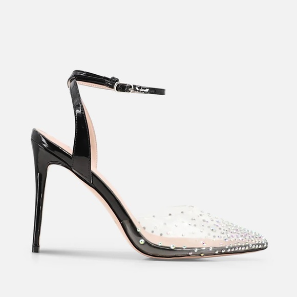 Women’s Spikaqueen Crystal Embellished Stiletto High Heel Pumps in Black Patent - Picture 2 of 5